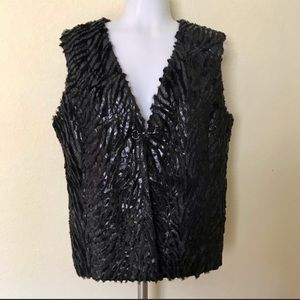 Vintage Conrad C Collection Black Animal Print Vest Size 10